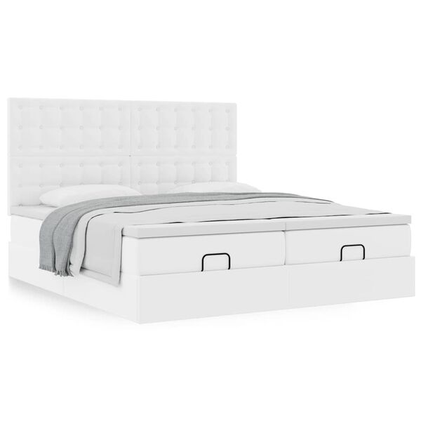 vidaXL Estructura cama otomana colchones blanco puro 160x200cm