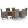 vidaXL Juego de comedor de jard&iacute;n 7 piezas rat&aacute;n sint&eacute;tico gris