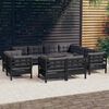 vidaXL Muebles de jard&iacute;n 11 pzas y cojines negro madera maciza de pino
