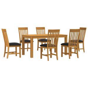 vidaXL Conjunto de comedor 7 uds. Negro Madera de Roble S&oacute;lido