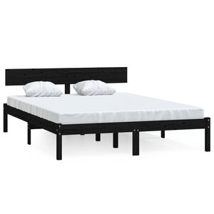 vidaXL Estructura cama doble peque&ntilde;a sin colch&oacute;n madera maciza negro