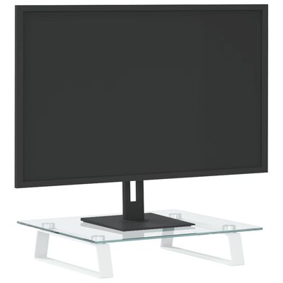 vidaXL Soporte de monitor vidrio templado y metal blanco 40x35x8 cm