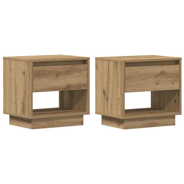vidaXL Mesita de Noche con cajón 2 pcs Roble artesanal 45 x 34 x 44 cm