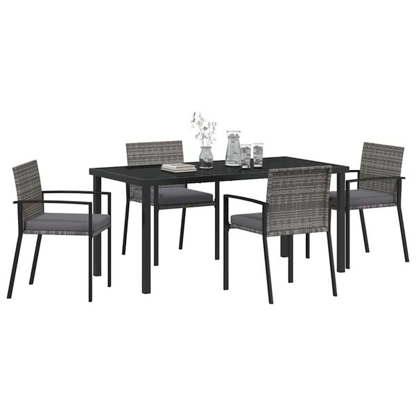 vidaXL Conjunto de Comedor de Jard&iacute;n 5 pcs Gris