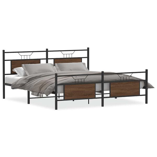 vidaXL Estructura de cama sin colch&oacute;n metal roble marr&oacute;n 183x213 cm