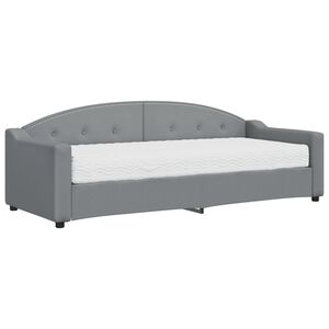 vidaXL Sof&aacute; cama con colch&oacute;n tela gris claro 80x200 cm