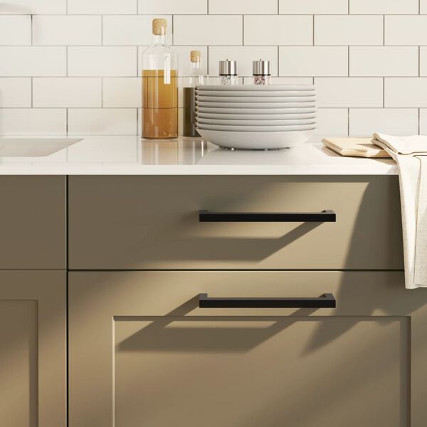 vidaXL Tiradores para armarios 10 uds acero inoxidable negro 192 mm