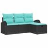vidaXL Conjunto de sof&aacute; de jard&iacute;n 4 uds. Negro rat&aacute;n sint&eacute;tico