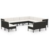vidaXL Set de muebles de jard&iacute;n 12 pzas cojines rat&aacute;n sint&eacute;tico negro