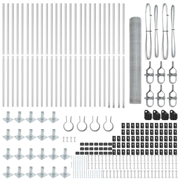 vidaXL Poste de Valla Plateado 50 x 1,2 m (malla de 13 mm) Acero