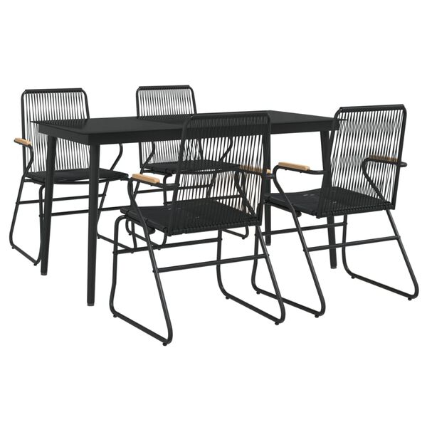 vidaXL Juego de comedor de jardín 5 piezas ratán PVC negro