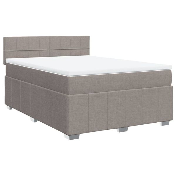 vidaXL Cama box spring con colch&oacute;n tela gris taupe 140x200 cm