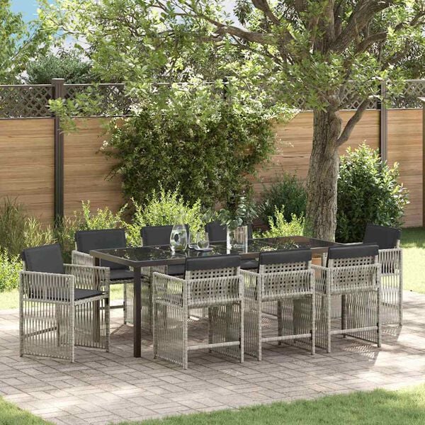 vidaXL Conjunto de Comedor de Jard&iacute;n 9 pcs Gris Claro