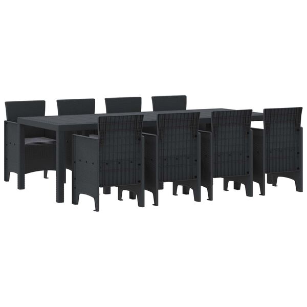 vidaXL Conjunto de Comedor de Jard&iacute;n 9 pcs Antracita Ratan Polt