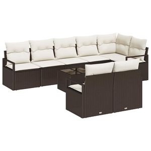 vidaXL Conjunto de sof&aacute;s de jard&iacute;n 9 uds. Marr&oacute;n y crema