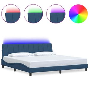 vidaXL Estructura de cama sin colch&oacute;n Hanko tela azul 200x200 cm