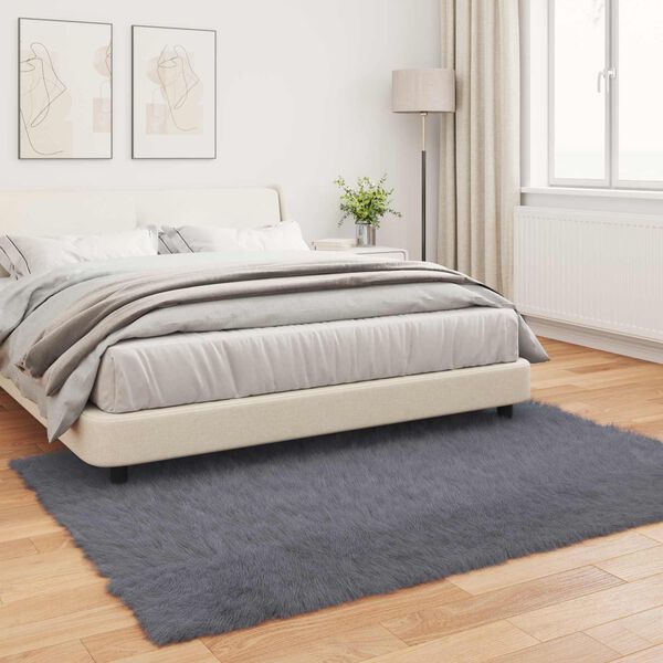 vidaXL Alfombra de Imitación de Piel de Oveja Tafalla Antracita