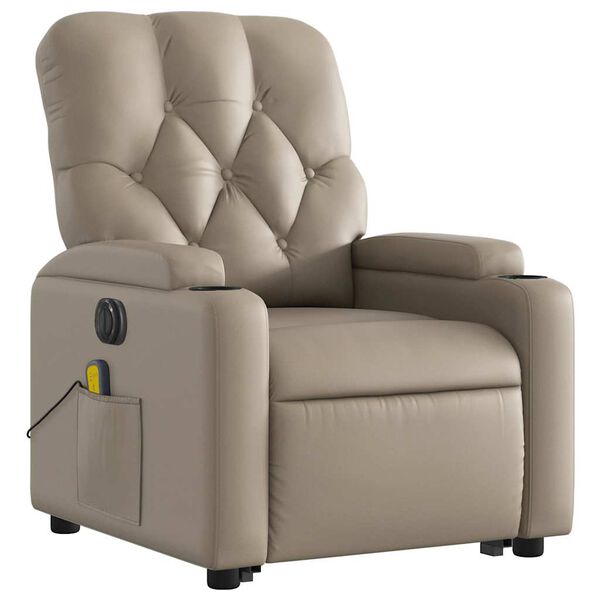 vidaXL Sill&oacute;n reclinable de masaje el&eacute;ctrico cuero sint&eacute;tico capuchino