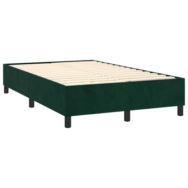vidaXL Cama box spring con colch&oacute;n terciopelo verde oscuro 120x200 cm