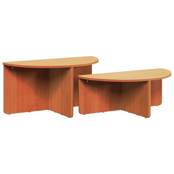 vidaXL Mesa de Café 2 pcs Marrón cera Madera maciza de pino