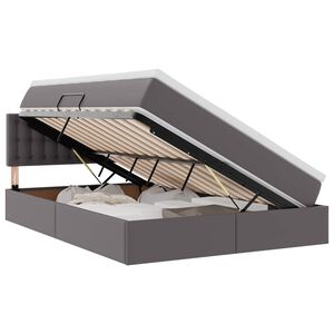 vidaXL Cama con almacenamiento y LED Gris 140 x 200 cm Cuero sint&eacute;tico