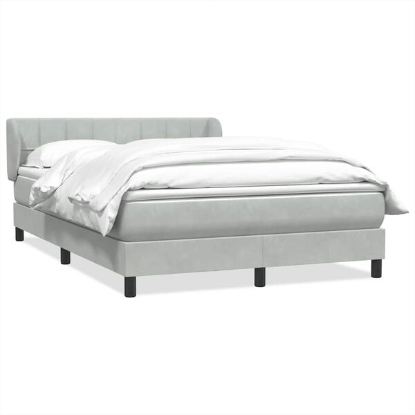 vidaXL Cama box spring con colch&oacute;n terciopelo gris claro 160x220 cm