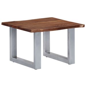 vidaXL Mesa de centro borde natural madera maciza acacia 60x60x40 cm