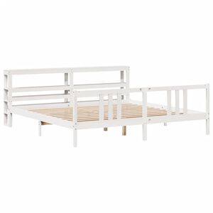 vidaXL Estructura de cama con cabecero sin colch&oacute;n blanco 200x200 cm