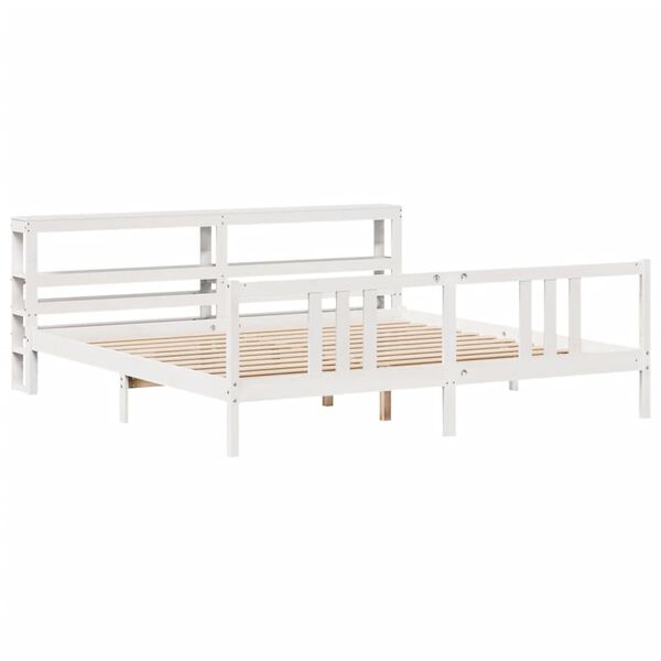 vidaXL Estructura de cama con cabecero sin colch&oacute;n blanco 200x200 cm