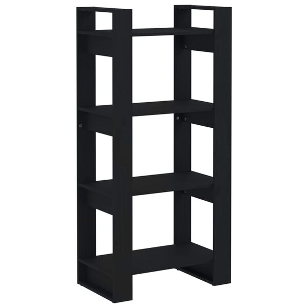 vidaXL Estantería/divisor de espacios madera maciza negro 60x35x125 cm