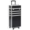 vidaXL Malet&iacute;n trolley maquillaje aluminio negro estampado cocodrilo