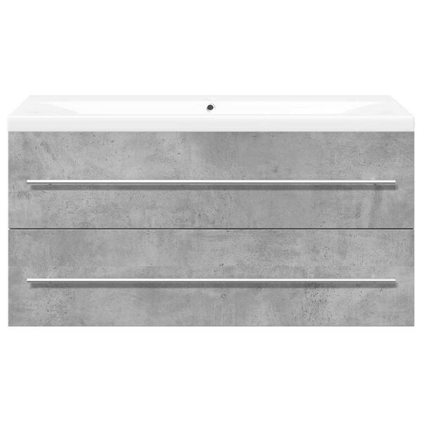 vidaXL Set muebles de ba&ntilde;o 2 piezas madera contrachapada gris hormig&oacute;n