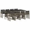vidaXL Set comedor jard&iacute;n 9 pzas y cojines rat&aacute;n sint&eacute;tico gris