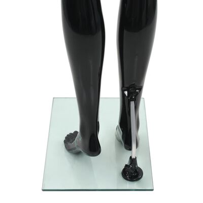 vidaXL Maniquí de mujer completo base de vidrio negro brillante 175 cm
