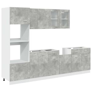 vidaXL Conjunto de armarios de cocina Lyon de 7 piezas gris hormig&oacute;n