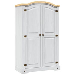 vidaXL Armario madera de pino Mexicano estilo Corona blanco 2 puertas