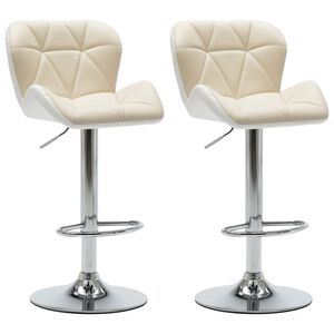 vidaXL Taburetes de cocina 2 unidades cuero sint&eacute;tico color crema