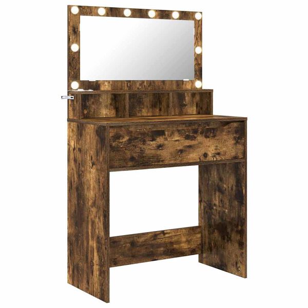 vidaXL Mesas de tocador de dormitorio Roble ahumado 80 x 39,6 x 135 cm