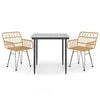 vidaXL Juego de comedor de jard&iacute;n 3 piezas rat&aacute;n sint&eacute;tico