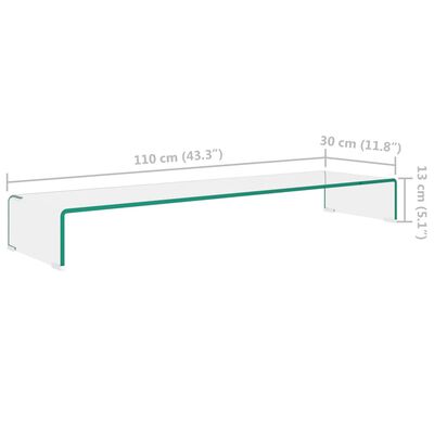 vidaXL Soporte para TV/Elevador monitor cristal claro 110x30x13 cm