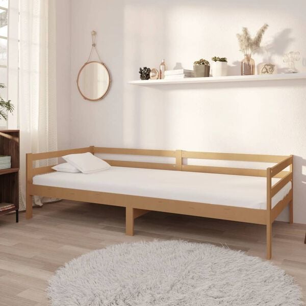vidaXL Sof&aacute; cama sin colch&oacute;n madera maciza pino marr&oacute;n miel 90x200 cm