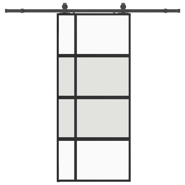 vidaXL Puerta corredera con herrajes negro 90x205 cm vidrio templado