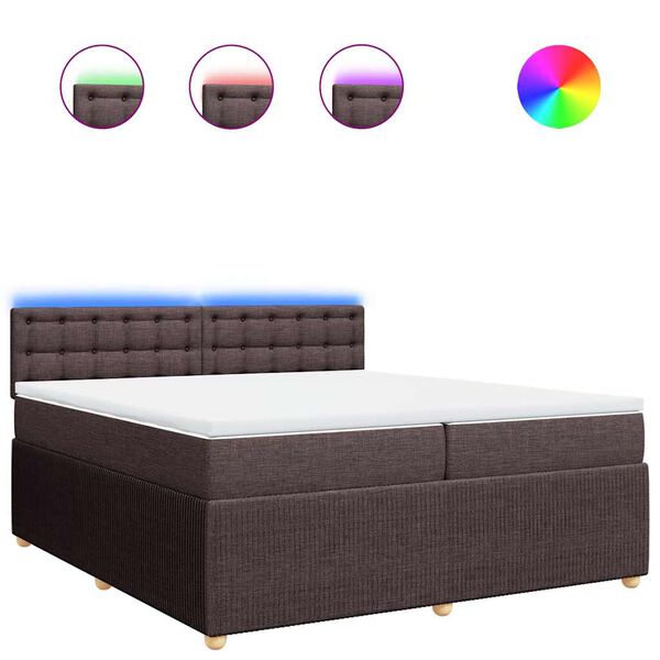 vidaXL Cama box spring con colchón tela marrón oscuro 200x200 cm