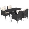 vidaXL Set de muebles jard&iacute;n 5 pzas con cojines rat&aacute;n sint&eacute;tico negro
