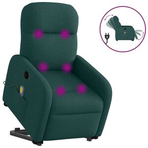 vidaXL Sill&oacute;n masaje el&eacute;ctrico reclinable elevable tela verde oscuro