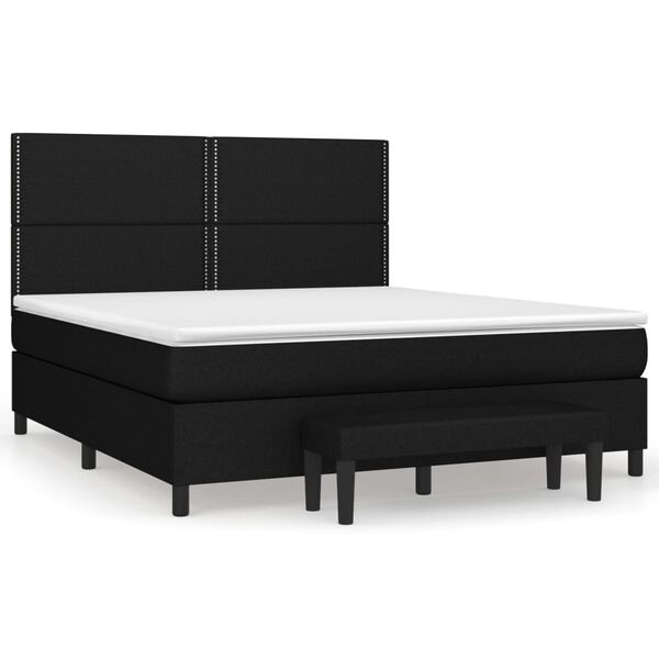 vidaXL Cama box spring con colch&oacute;n tela negro 180x200 cm