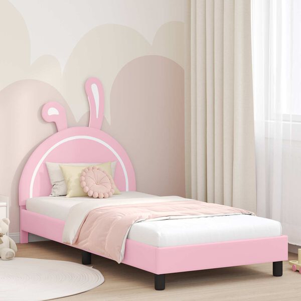 vidaXL Estructura de cama con cabecera Rosa 90 x 200 cm PU