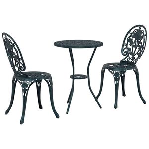 vidaXL Juego Bistro de Jard&iacute;n 3 uds. Verde Aluminio