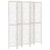 vidaXL Biombo separador de 5 paneles madera maciza Paulownia blanco