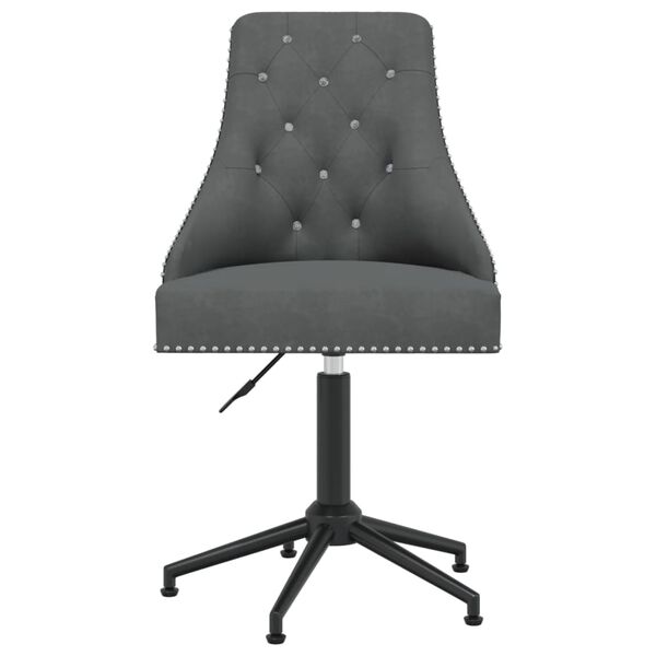 vidaXL Silla de comedor giratoria de terciopelo gris oscuro